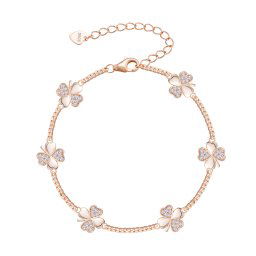 Olivie Stříbrný náramek ČTYŘLÍSTEK ROSE 9718