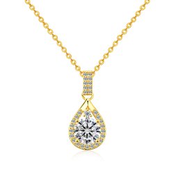 Olivie Stříbrný náhrdelník 1ct 6,5mm MOISSANITE GOLD 9736