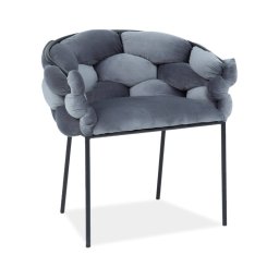 Jedálenská stolička, sivá látka, nohy kov čierny, Signal, NORTE VELVET