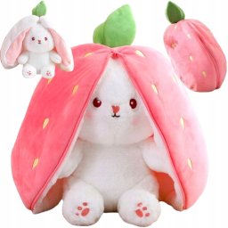 Maskot plyšový králik jahoda 2v1 plyšová hračka vankúš 35 cm