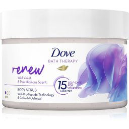 Dove Renew telový peeling s vôňou fialky a ružového ibišteka 295 ml