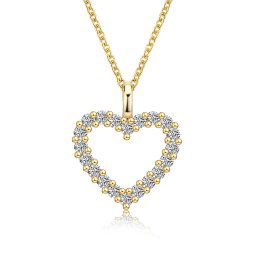 Olivie Stříbrný náhrdelník GOLD 0,6ct MOISSANITE SRDCE 9804