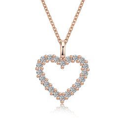 Olivie Stříbrný náhrdelník ROSE 0,6ct MOISSANITE SRDCE 9805