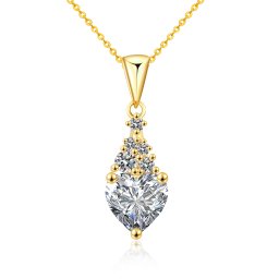 Olivie Strieborný náhrdelník 1ct MOISSANITE SRDCE GOLD 9828