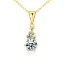 Olivie Stříbrný náhrdelník 1ct MOISSANITE GOLD 9831
