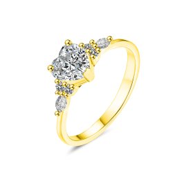 Olivie Strieborný prsteň MOISSANITE SRDCE GOLD 9837 Velikost prstenů: 9 (EÚ: 59 – 61)