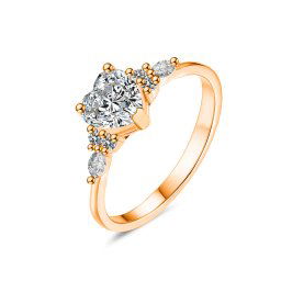 Olivie Strieborný prsteň MOISSANITE SRDCE ROSE 9838 Velikost prstenů: 5 (EÚ: 49 – 50)