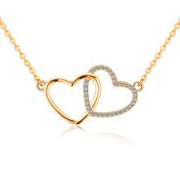 Olivie Stříbrný náhrdelník ROSE MOISSANITE DVĚ SRDCE 9808