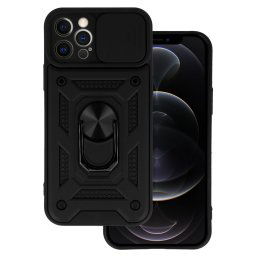 Top Slide Camera Armor Case obal, iPhone 12 Pro, čierny
