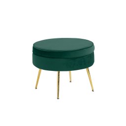 Kondela Luxusný taburet, smaragdová Velvet látka/chróm zlatý, Art-deco, NOBLIN TYP 1