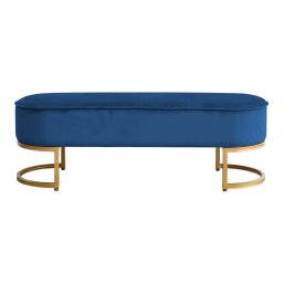 Kondela Dizajnová lavica, modrá Velvet látka/gold chróm-zlatý, MIRILA NEW