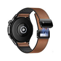 Forcell F-Design FS20 Magnetický remienok z ekokože pre hodinky Samsung Watch 22 mm, hnedý