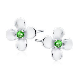 Olivie Stříbrné náušnice KVÍTEK GREEN 9508