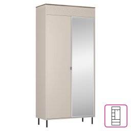 Kondela Skriňa, 90cm, kombinovaná, kašmír, dub castello, zrkadlo, EYCO 2D