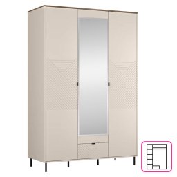 Kondela Skriňa, 139cm, kombinovaná, kašmír, dub castello, zrkadlo, EYCO 3D1S