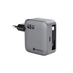 Forcell F-Energy nabíjačka USB-C + navíjací kábel USB-C, PD, QC4.0, 3A, 45W, šedá