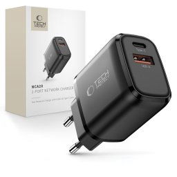 Tech-Protect NCA20 2-portová sieťová nabíjačka PD 20W / QC3.0, čierna