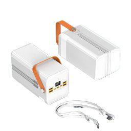 OEM Powerbanka 120 000 mAh, 22,5W PD, 4 USB + 2 káble, LED svetlá, biela