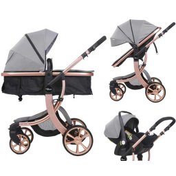 Mama Kiddies(R) Sun 3v1 Grey ELITE multifunkn kok s prsluenstvom v svetloedej farbe + darek