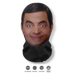 Kukla na hlavu a tvár - čierna s farebnou potlačou tváre Mr. Bean