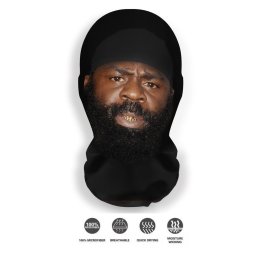 Maska na tvár (hlavu) Kimbo Slice - 3D kukla čierna s potlačou tváre z mikrovlákna