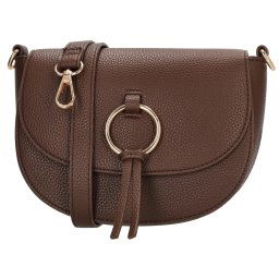 Tmavohnedá prešívaná kožená crossbody kabelka „Calle“
