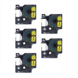 Tonery Náplně Kompatibilní páska s Dymo 45018, S0720580, 12mm x 7m, cerný tisk / žlutý podklad 5-PACK