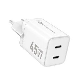 Forcell F-Energy adaptér Mini GaN III, 2x USB-C, PD, QC4.0, 45W, biely
