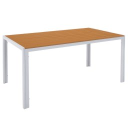 Kondela Záhradný stôl, 150x90cm, biela oceľ, polywood dub, BONTO