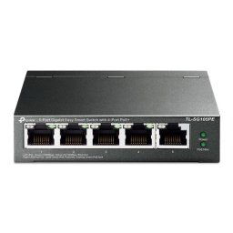 tp-link TL-SG105PE, 5-Port Gigabit Easy Smart Switch with 4-Port PoE+, 4× Gigabit PoE+ Ports, 1× Gigabit Non-PoE Ports TL-SG105PE