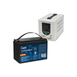 Zdroj záložný GETI GEP500LF sinus 500W (800VA) + bateria LiFePO4 100Ah