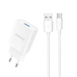 Dudao A4EU USB nabíjačka 2,1A + kábel USB - USB-C, biela