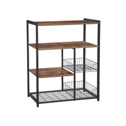 VASAGLE kuchynský regál s košmi, policami a háčikmi 80×35×95