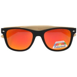 Oranžové drevené zrkadlové okuliare Wayfarer "Wood 2"
