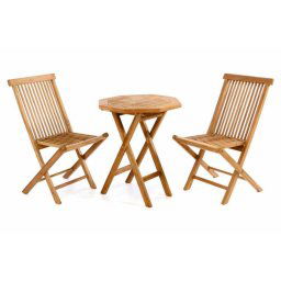 Luxusný balkónový set z teakového dreva, 1 stôl + 2 skladacie stoličky