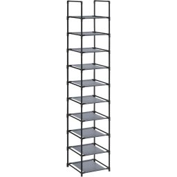 Regál na topánky SONGMICS 10 políc, sivý, 33×33×173 cm