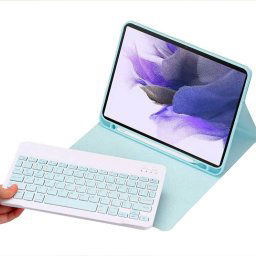 Strado Púzdro s Bluetooth klávesnicou pre Samsung Galaxy Tab S7 FE / S7 Plus, modré