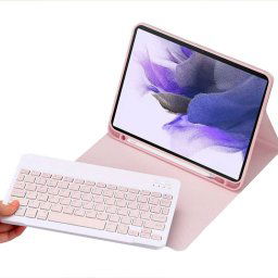 Strado Púzdro s Bluetooth klávesnicou pre Samsung Galaxy Tab S7 FE / S7 Plus, ružové