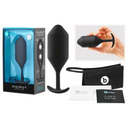 b-vibe Snug Plug 4 - dvojit anl plug (257g) - ierny