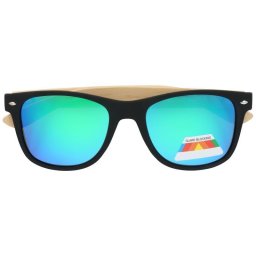 Zelené drevené zrkadlové okuliare Wayfarer "Wood 2"