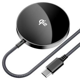 Acefast E24 bezdrôtová MagSafe nabíjačka, Qi2, 15 W, 2,25 A, USB-C, 1,2 m, sivá