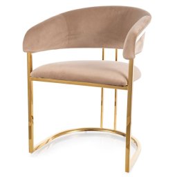 Jedálenská stolička, béžová látka, nohy gold chróm zlatý, TULIPE VELVET