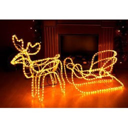 NEXOS Svetelný LED vianočný sob so saňami, 140 cm