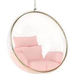 Kondela Závesné kreslo, transparentná/zlatá/ružová, BUBBLE NEW TYP 1