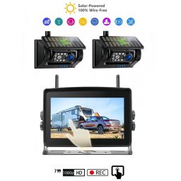 Cúvací set solárny 7" monitor + 2× WiFi HD magnetická kamera, IR LED, batéria 9600 mAh, IP69