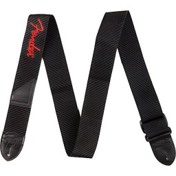 Pás na gitaru, čierny s červeným logom Fender