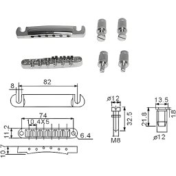 Kobylka na E gitaru EBR7CR chróm Les Paul Dr.Parts
