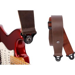 Pás na gitaru kožený 2,5" Comfort Leather AUTO LOCK Brown D´addario