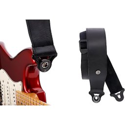 Pás na gitaru kožený 2,5" Comfort Leather AUTO LOCK Black D´addario