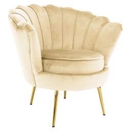 Kondela Kreslo v štýle Art-deco, béžová Velvet látka/gold chróm zlatý, NOBLEO